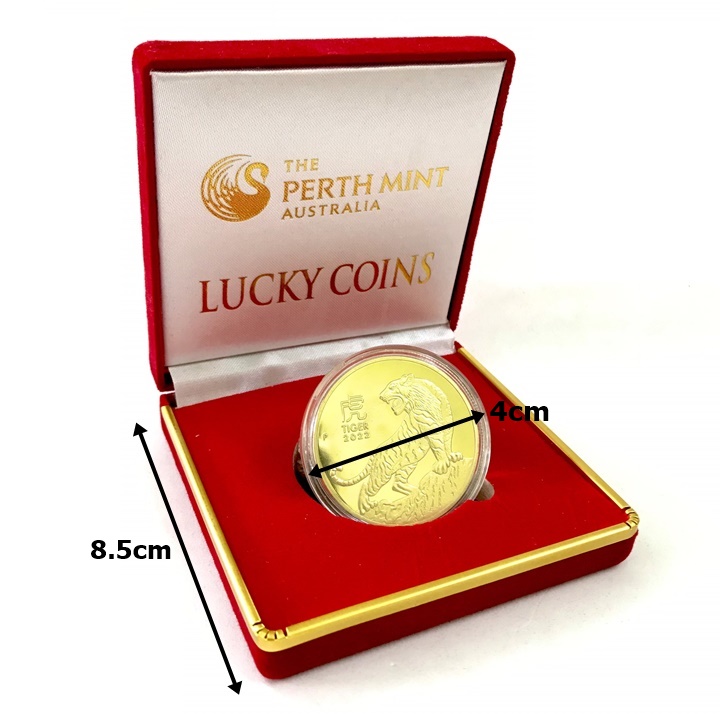 Xu Úc Hình Con Cọp Mạ Vàng 2022 tặng hộp nhung - SP005409